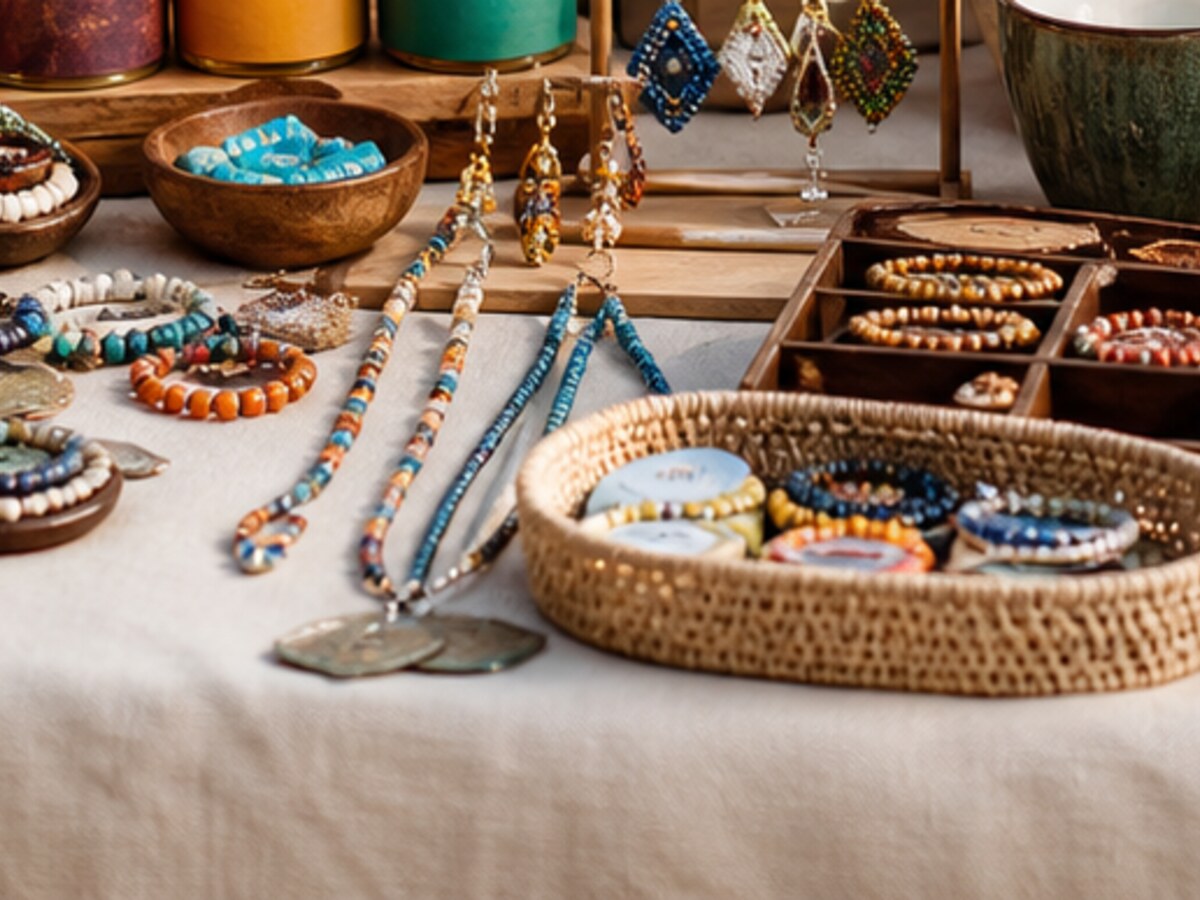 Aurora Bead Bracelet styled on a warm Souk market table